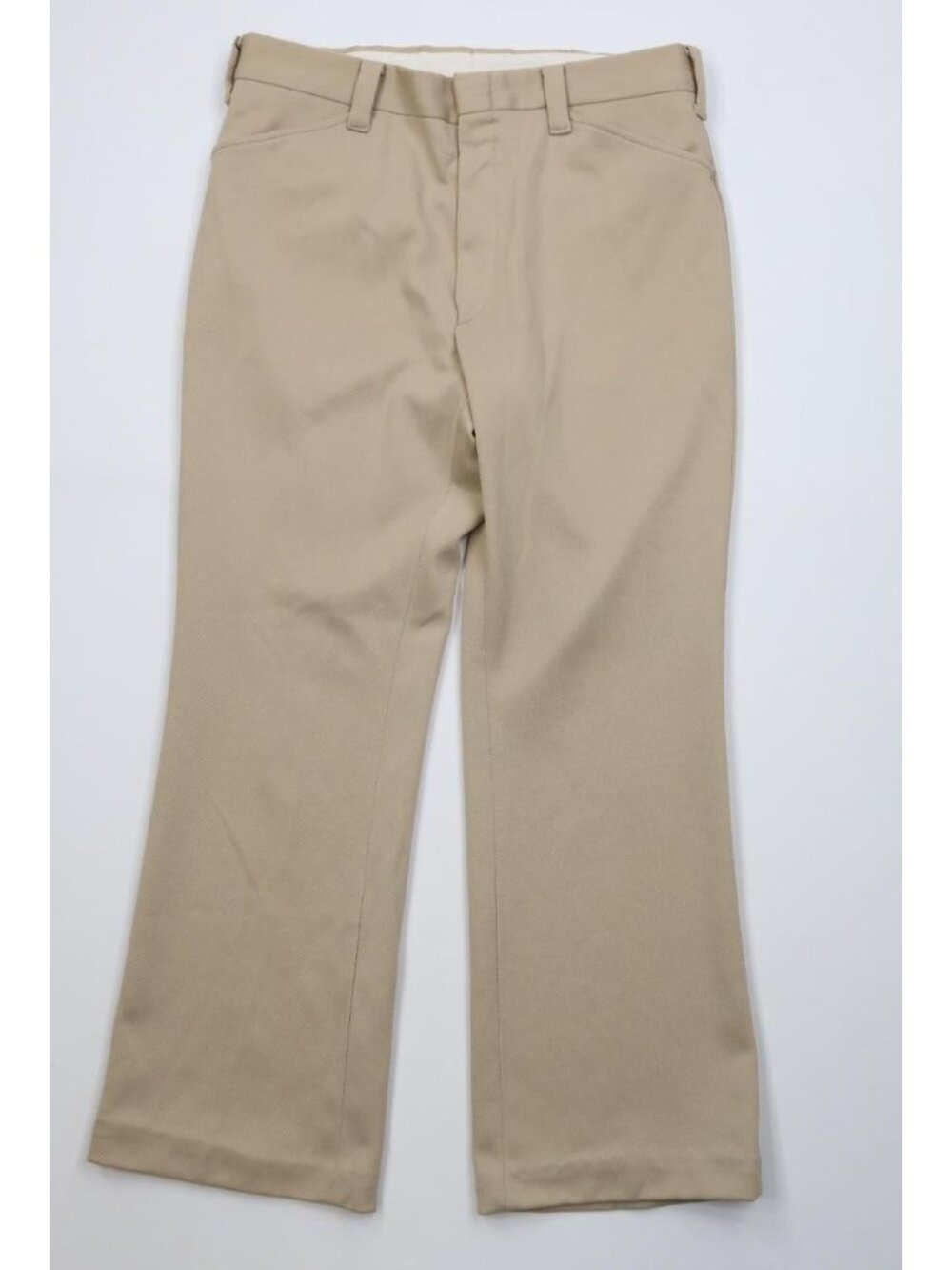 Vintage 60s 70s Streetwear Mens 32x28 Ribbed Knit Wide Leg Chino Pants Beige USA